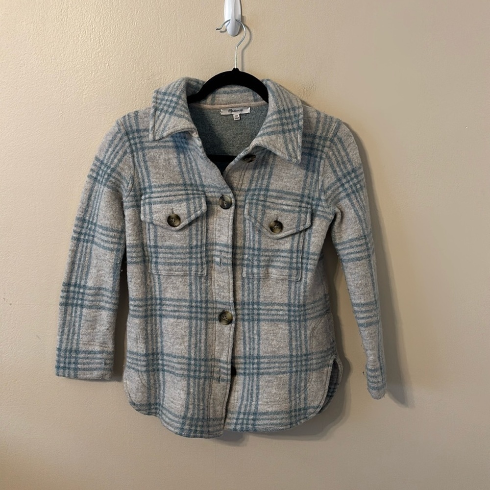 Madewell Boiled Wool Plaid 100% Wool Shacket